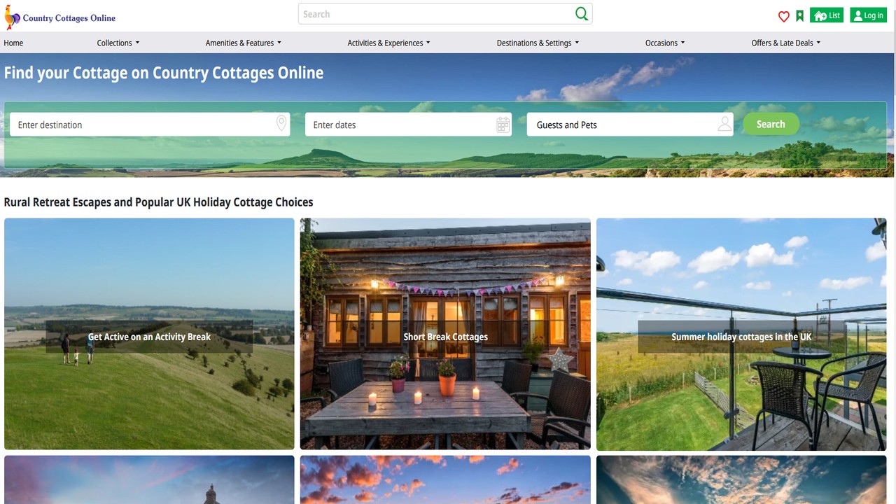 Country Cottages Online website